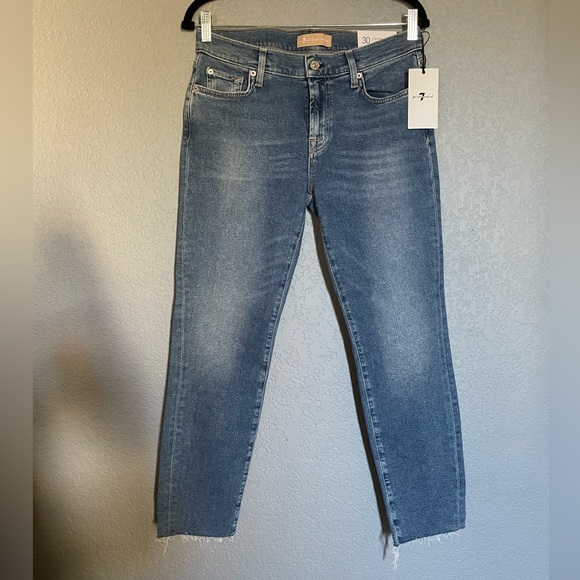 NWT 7 For All Man Kind Luxe Vintage Roxanne Ankle Slim Cigarette Jeans Size 30 - Picture 3 of 14